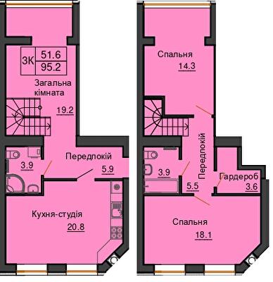 Двухуровневая 95.2 м² в ЖК Sofia Nova от 35 000 грн/м², с. Новоселки