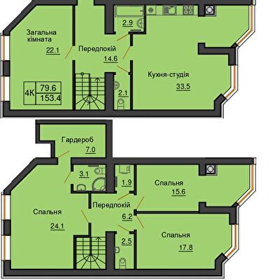 Двухуровневая 153.4 м² в ЖК Sofia Nova от 28 000 грн/м², с. Новоселки