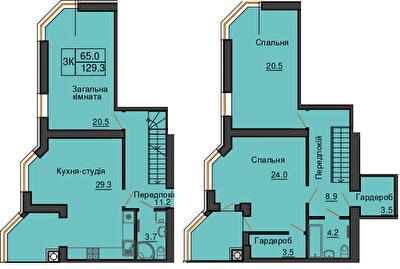 Двухуровневая 129.3 м² в ЖК Sofia Nova от 30 000 грн/м², с. Новоселки