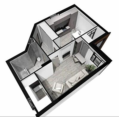 1-комнатная 45.14 м² в ЖК Plaza Kvartal от 28 500 грн/м², пгт Чабаны