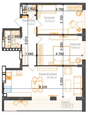 2-кімнатна 75.23 м² в ЖК Гостомель Residence від 18 800 грн/м², смт Гостомель