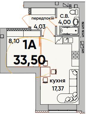 1-кімнатна 33.5 м² в ЖК Continent Ray від 20 000 грн/м², м. Буча