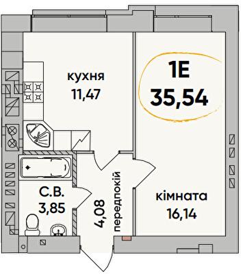 1-кімнатна 35.54 м² в ЖК Continent Ray від 20 000 грн/м², м. Буча