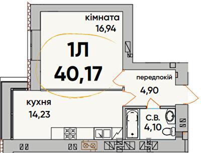 1-кімнатна 40.17 м² в ЖК Continent Ray від 20 000 грн/м², м. Буча