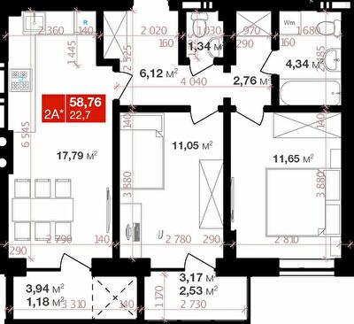 2-комнатная 58.78 м² в ЖК Авантаж 247 от 20 200 грн/м², г. Буча