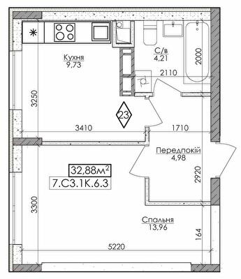 1-комнатная 32.88 м² в ЖМ Новая Буча от 15 500 грн/м², г. Буча