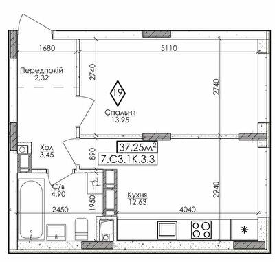 1-комнатная 37.25 м² в ЖМ Новая Буча от 15 500 грн/м², г. Буча