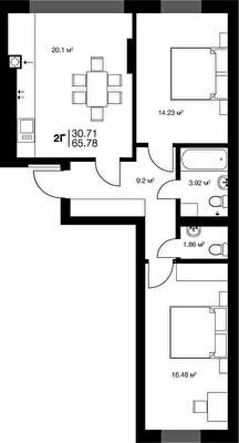 2-кімнатна 65.8 м² в ЖК Irpin City від 22 350 грн/м², м. Ірпінь