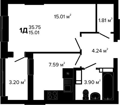 1-кімнатна 35.75 м² в ЖК Irpin City від 21 250 грн/м², м. Ірпінь