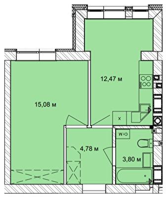 1-кімнатна 36.13 м² в ЖК Найкращий квартал від 24 250 грн/м², м. Ірпінь