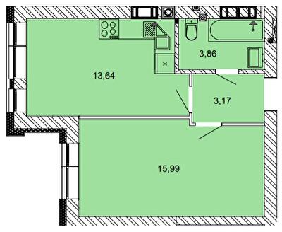 1-кімнатна 36.65 м² в ЖК Найкращий квартал від 29 450 грн/м², м. Ірпінь