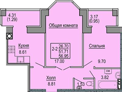 2-комнатная 56.95 м² в ЖК Софиевская сфера от 19 000 грн/м², с. Софиевская Борщаговка