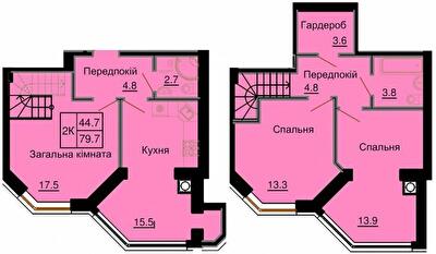 Двухуровневая 79.7 м² в ЖК София Клубный от 32 000 грн/м², с. Софиевская Борщаговка