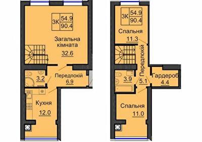 Дворівнева 90.4 м² в ЖК Софія Резіденс від 35 000 грн/м², с. Софіївська Борщагівка