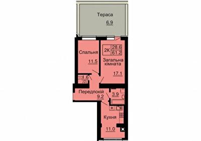 2-комнатная 61.2 м² в ЖК София Сити от 33 000 грн/м², с. Софиевская Борщаговка