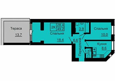 2-комнатная 49.2 м² в ЖК София Сити от 33 000 грн/м², с. Софиевская Борщаговка