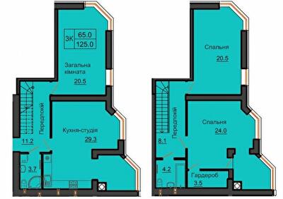 Двухуровневая 125 м² в ЖК София Сити от 24 000 грн/м², с. Софиевская Борщаговка