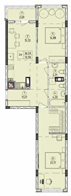 2-комнатная 72.9 м² в ЖК Стожары от 18 000 грн/м², с. Софиевская Борщаговка