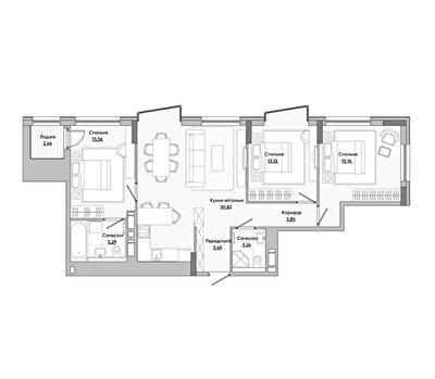 3-комнатная 90.83 м² в ЖК Lucky Land от 36 904 грн/м², Киев