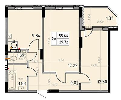 2-кімнатна 55.44 м² в ЖК Весна від 20 100 грн/м², м. Бориспіль