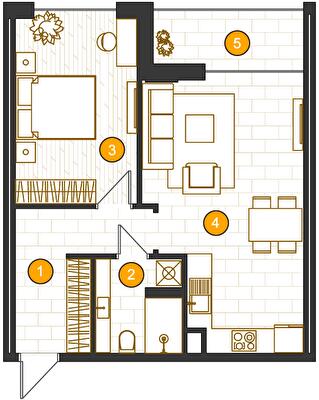 1-кімнатна 55.67 м² в ЖК Royal Residence від 35 750 грн/м², Харків