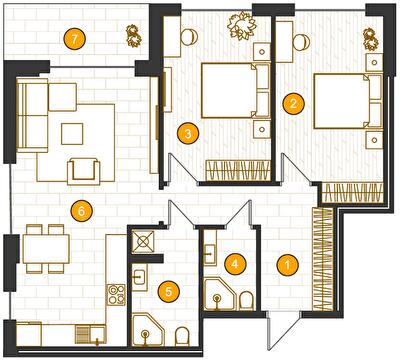 2-кімнатна 80.62 м² в ЖК Royal Residence від 37 200 грн/м², Харків
