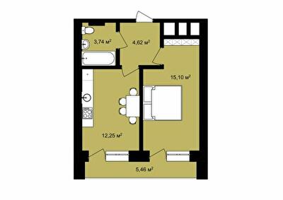 1-кімнатна 41.17 м² в ЖК Urban City від 13 350 грн/м², Харків