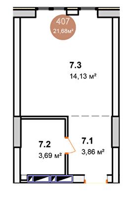 Студия 21.68 м² в КД A Nova House от 44 450 грн/м², Киев
