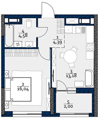 1-кімнатна 40.19 м² в ЖК POLARIS Home&Plaza від 44 190 грн/м², Київ