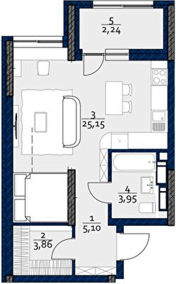 1-кімнатна 40.3 м² в ЖК POLARIS Home&Plaza від 44 236 грн/м², Київ