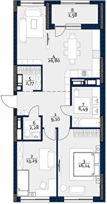 2-кімнатна 79.45 м² в ЖК POLARIS Home&Plaza від 36 595 грн/м², Київ
