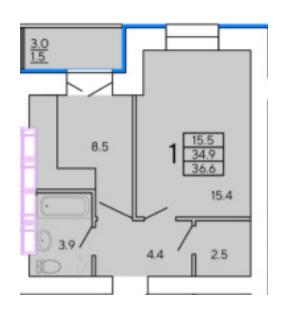 1-кімнатна 36.6 м² в ЖК Сонячний квартал 4 від 26 000 грн/м², Харків
