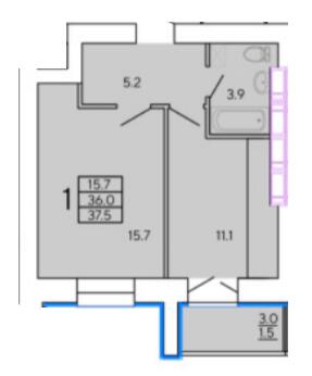1-кімнатна 37.5 м² в ЖК Сонячний квартал 4 від 26 000 грн/м², Харків