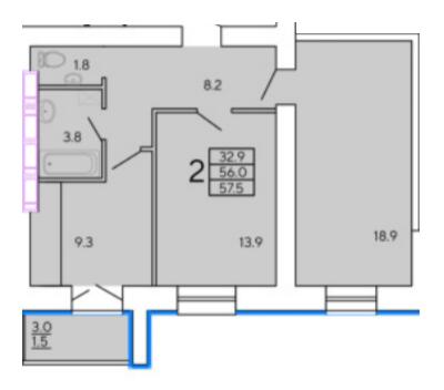 2-кімнатна 57.5 м² в ЖК Сонячний квартал 4 від 21 500 грн/м², Харків