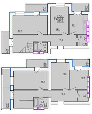 Дворівнева 159.7 м² в ЖК Сонячний квартал 4 від 18 500 грн/м², Харків
