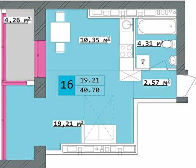 1-комнатная 40.7 м² в ЖК Столичный от 21 400 грн/м², Харьков