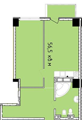 1-комнатная 56.5 м² в ЖК Баку от 32 200 грн/м², Днепр