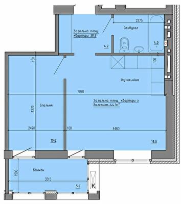 1-комнатная 44.1 м² в ЖК Надеждинский от 20 350 грн/м², Днепр