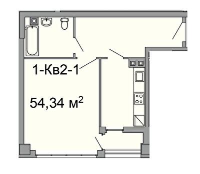 1-кімнатна 54.34 м² в ЖК Троїцький від 46 100 грн/м², Дніпро