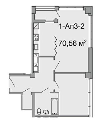2-кімнатна 70.56 м² в ЖК Троїцький від 43 250 грн/м², Дніпро