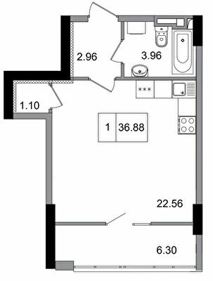 1-кімнатна 36.88 м² в ЖМ ARTVILLE від 18 200 грн/м², смт Авангард