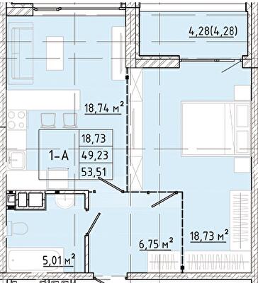 1-кімнатна 53.51 м² в ЖК Modern від 24 150 грн/м², Одеса