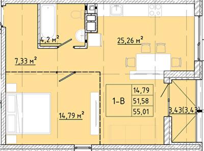 1-кімнатна 55.01 м² в ЖК Modern від 24 150 грн/м², Одеса