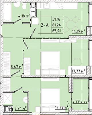 2-кімнатна 65.01 м² в ЖК Modern від 24 150 грн/м², Одеса