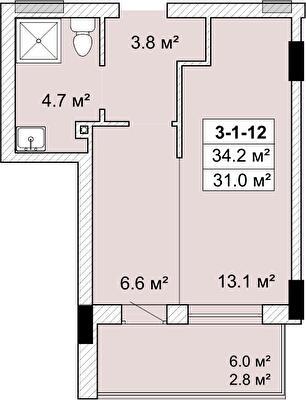 1-кімнатна 34.2 м² в ЖК SMART City-2 від 19 150 грн/м², Одеса
