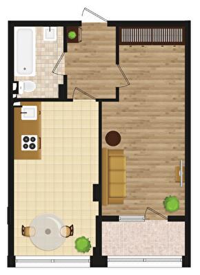 1-кімнатна 44.6 м² в ЖК Золота Ера від 34 800 грн/м², с. Крижанівка