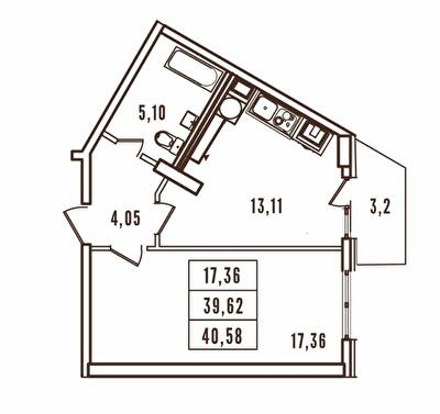 1-кімнатна 40.58 м² в ЖК Континент від 28 400 грн/м², Одеса