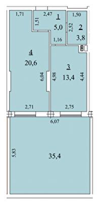 1-кімнатна 42.8 м² в ЖК Лотос Холл від 28 400 грн/м², Одеса