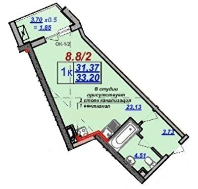 1-кімнатна 33.2 м² в ЖК Мілос від 29 650 грн/м², Одеса