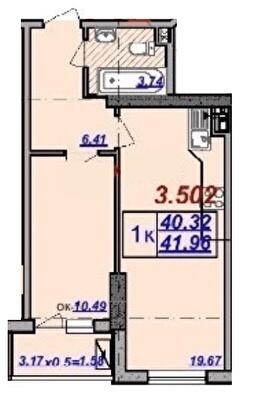 1-кімнатна 41.96 м² в ЖК Мілос від 29 650 грн/м², Одеса